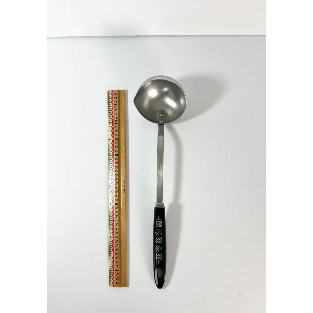Vintage Androck Ladle utensil black handle MCM pattern stainless steel USA